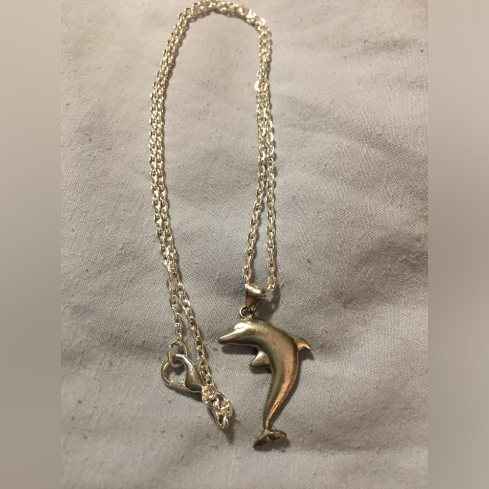 Silver Dolphin Pendant - Vintage